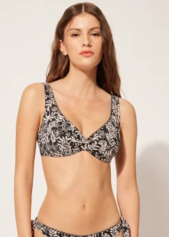 Balconette Hojas Bikini Botanic Black and White