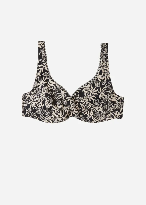 Balconette Hojas Bikini Botanic Black and White