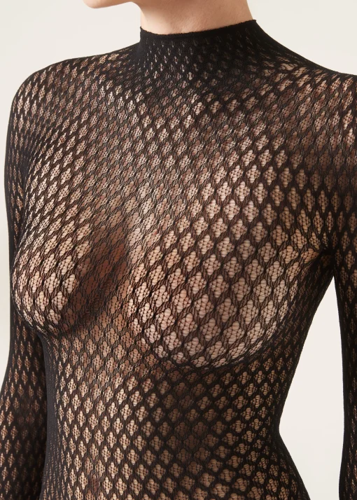 Body Cuerpo Entero De Red Estampado Rombos