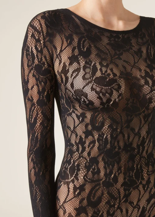 Body Cuerpo Entero Encaje Con Flores