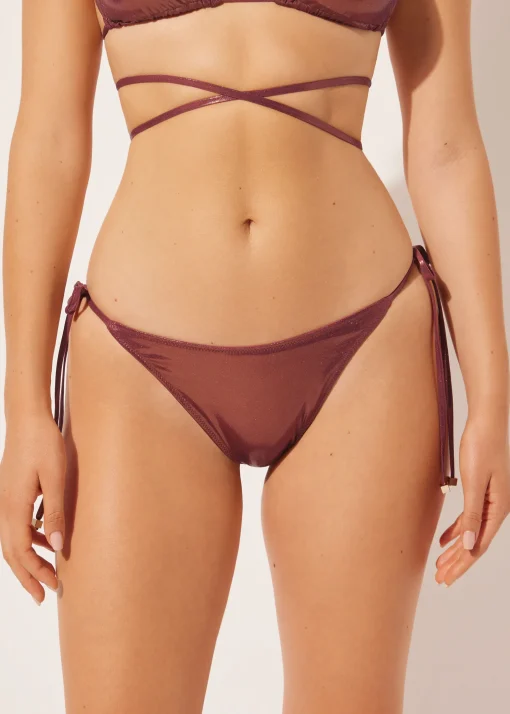 Brasileña Bikini Cordones Metallic Skin