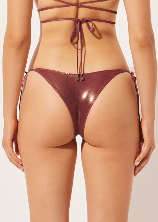 Brasileña Bikini Cordones Metallic Skin
