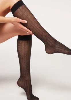 Calcetin Lycra Con Rombos Verticales