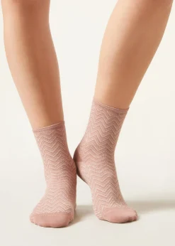 Calcetines Algodón Estampado Con Glitter