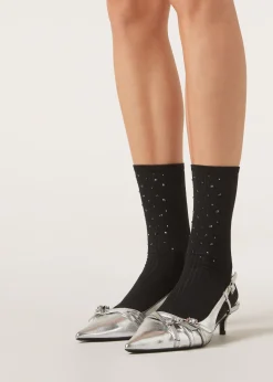 Calcetines Algodón Canalé Con Strass