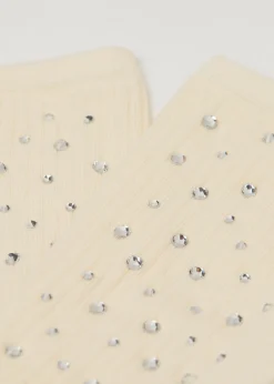 Calcetines Algodón Canalé Con Strass
