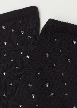 Calcetines Algodón Canalé Con Strass