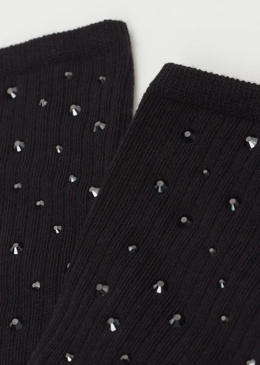 Calcetines Algodón Canalé Con Strass