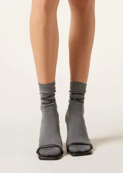 Calcetines Algodón Con Canalé Y Glitter