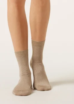 Calcetines Algodón Con Canalé Y Glitter