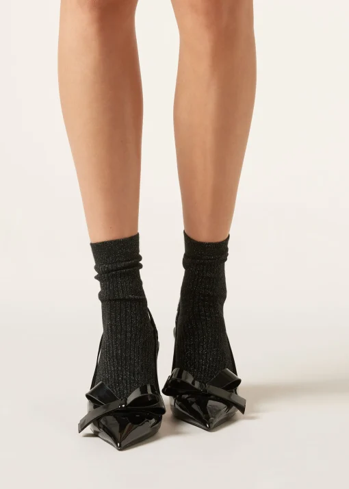 Calcetines Algodón Con Canalé Y Glitter