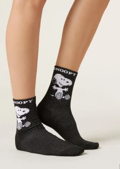 Calcetines Algodón Snoopy Con Glitter