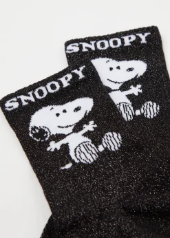 Calcetines Algodón Snoopy Con Glitter