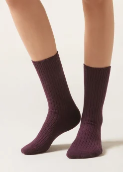 Calcetines Cortos Acanalados con Lana y cashmere