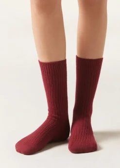 Calcetines Cortos Acanalados con Lana y cashmere