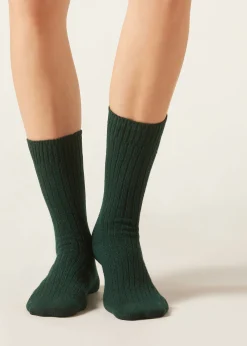 Calcetines Cortos Acanalados con Lana y cashmere
