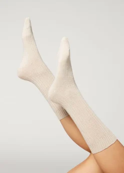 Calcetines Cortos Acanalados con Lana y cashmere