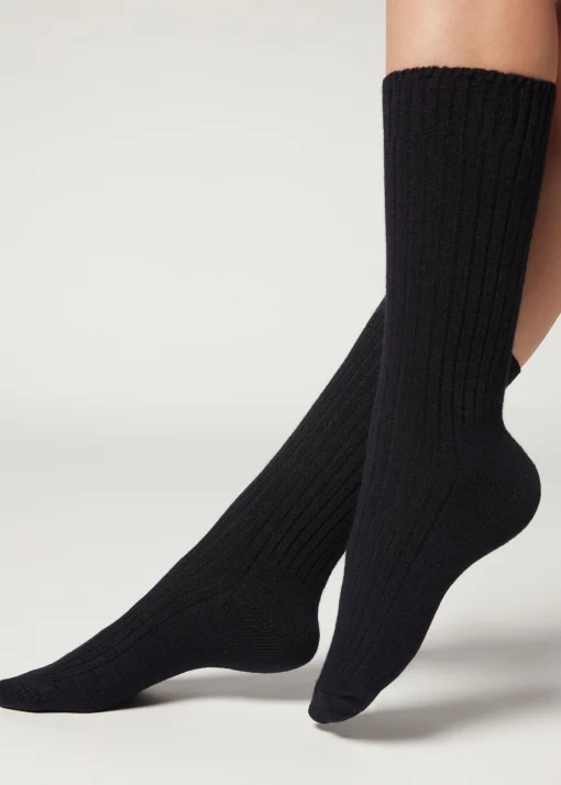 Calcetines Cortos Acanalados con Lana y cashmere