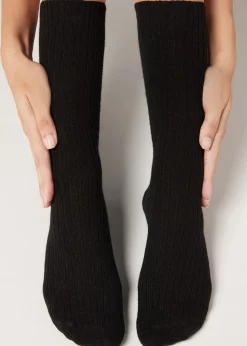 Calcetines Cortos Acanalados con Lana y cashmere