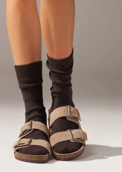 Calcetines Cortos Acanalados con Lana y cashmere