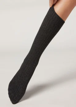 Calcetines Cortos Acanalados con Lana y cashmere