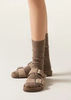 Calcetines Cortos Acanalados con Lana y cashmere