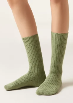 Calcetines Cortos Acanalados con Lana y cashmere