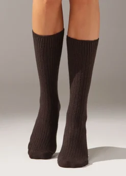 Calcetines Cortos Acanalados con Lana y cashmere
