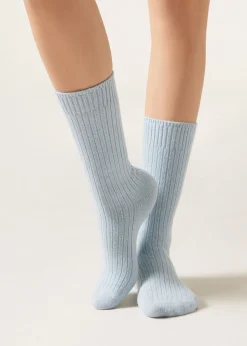 Calcetines Cortos Acanalados con Lana y cashmere