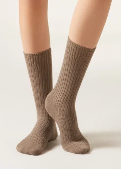 Calcetines Cortos Acanalados con Lana y cashmere