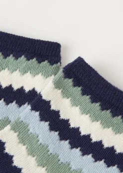 Calcetines Cortos con Labor de Rayas