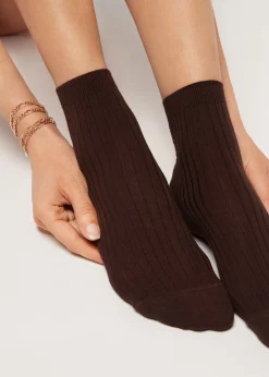 Calcetines Cortos de Canalé  con Cashmere