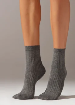 Calcetines Cortos de Canalé  con Cashmere