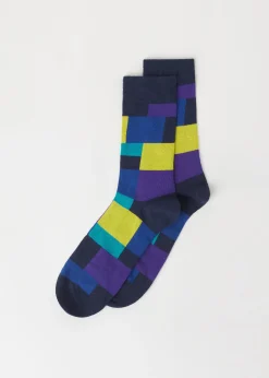 Calcetines Cortos Estampado Geométrico de Hombre