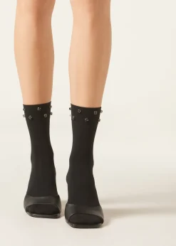 Calcetines Cortos Lycra Con Pedrería