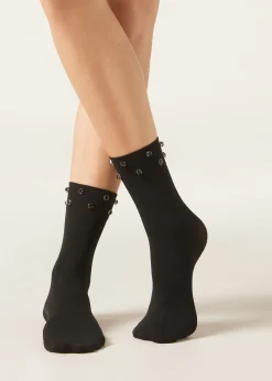 Calcetines Cortos Lycra Con Pedrería