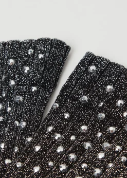 Calcetines Cortos Lycra Efecto Canalé Con Glitter Y Pedrería