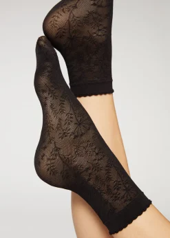 Calcetines Cortos Lycra Flores