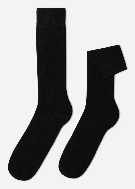 Calcetines de Canalé de Hombre con Lana y Cashmere
