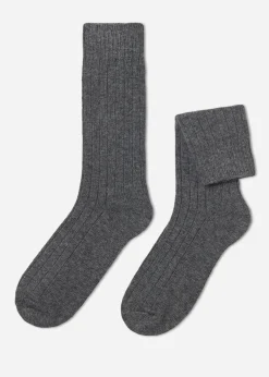 Calcetines de Canalé de Hombre con Lana y Cashmere