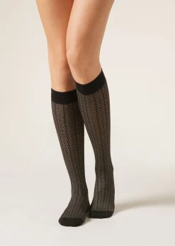 Calcetines Largos Algodón Estampado Espiga