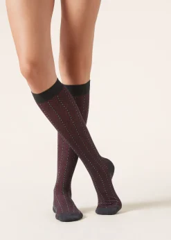 Calcetines Largos Algodón Estampado Espiga