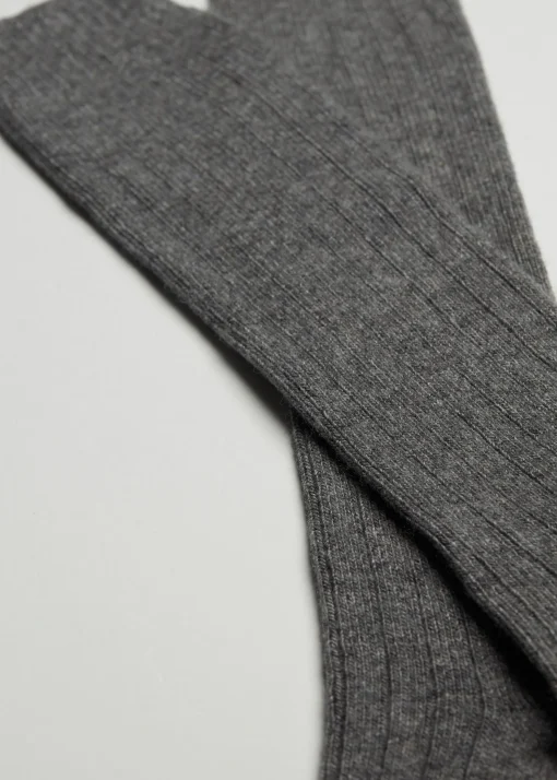 Calcetines Largos Con Canalé De Hombre Con Lana y Cashmere