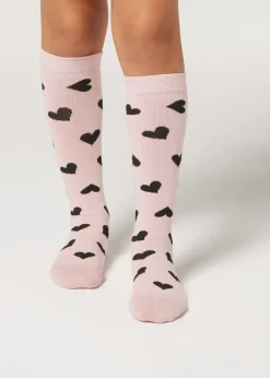 Calcetines Largos Corazones Niños
