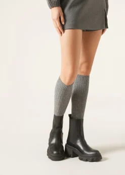 Calcetines Largos De Canalé Con Lana y Cashmere