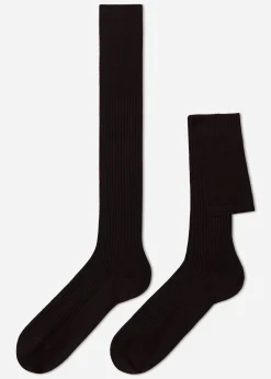 Calcetines Largos De Canalé  De Hombre En Hilo De Escocia