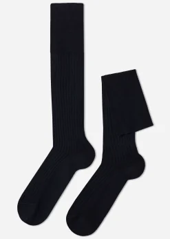 Calcetines Largos De Canalé  De Hombre En Hilo De Escocia