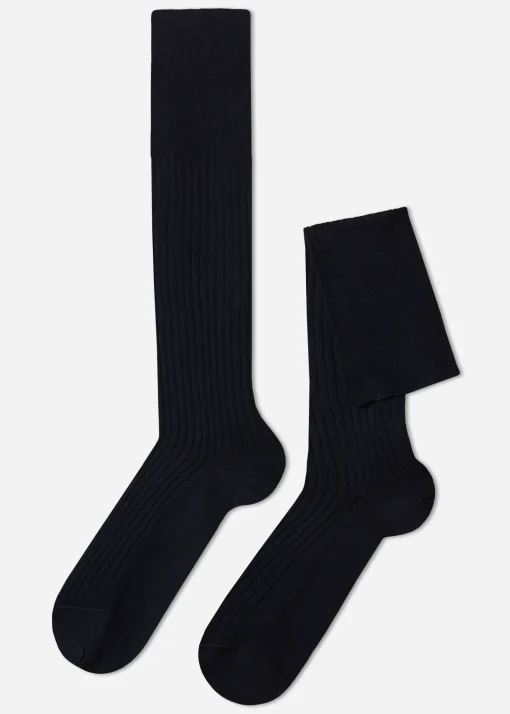 Calcetines Largos De Canalé  De Hombre En Hilo De Escocia
