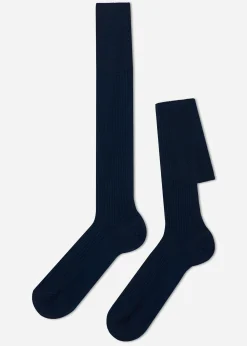 Calcetines Largos De Canalé  De Hombre En Hilo De Escocia