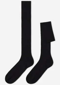 Calcetines Largos De Canalé  De Hombre En Hilo De Escocia